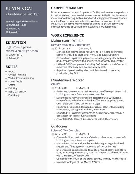 maintenance resume example|7 Maintenance Worker Resume Examples that Work .